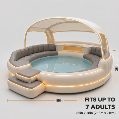 Luxury Inflatable Spa with Canopy and Ambient Lighting